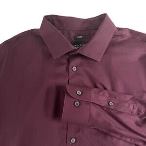 Kenneth Cole Awearness Dress Shirt Mens 18 34/35 Slim Fit Burgundy Non Iron
